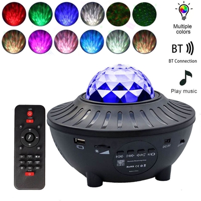 USB Star Water Pattern Bluetooth Music Star Light Proiettore Luce notturna a farfalla (libri senza batteria)