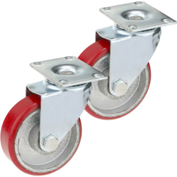 PrimeMatik - Ruote industriale in poliuretano e metallo senza freno 100 mm 2 unità precio