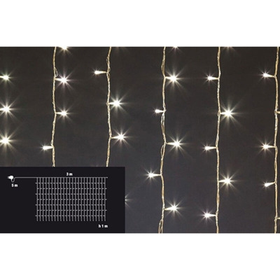 Tenda Luminosa Natalizia Luci Led Natale Prolungabile Calda Bianca Esterno 3x1mt - Temperatura di colore: Luce Calda