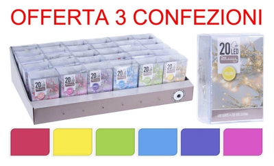 Peragashop - OFFERTA 3 CONFEZIONI 20 MICROLED LINEARI 6 COLORI ASSORTITI A BATTERIA LUCI DI NATALE ADDOBBI PRESEPI