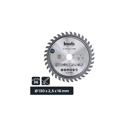 KWB 581868 - Lama di precisione per sega circolare da falegname, lama in legno/legno duro, 130 x 16 mm, taglio fine, numero alto, 36 denti Z-36 en oferta