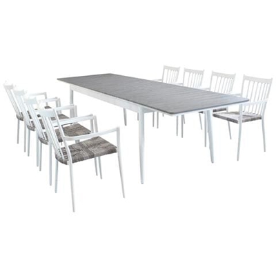 Donato - Set Tavolo In Alluminio E Polywood Cm 200/300 X 90 X 76 H Con 8 Sedute
