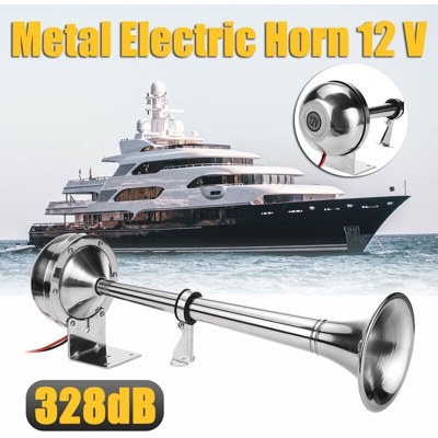 12 V Forte Electrica Tromba D'aria Singola Tromba 408 HZ Metallo Argento Per Auto Camion Autobus Furgone Moto RV SUV Barca Treno Yacht