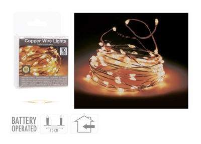 Peragashop - OFFERTA 4 CONFEZIONI 10 MICROLED LINEARI LUCI BIANCO EXTRA CALDO A BATTERIA LUCI DI NATALE ADDOBBI PRESEPI