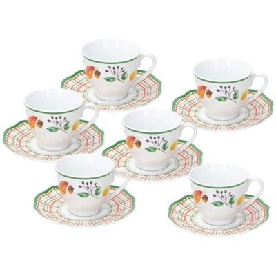 Set 6 Tazze da Caffè con Piattino modello Biancospino
