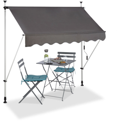 Tenda da sole per balcone a manovella regolabile resistente agli UV poliestere larghezza 200 cm grigio en oferta