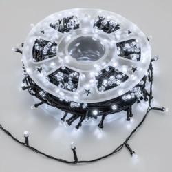 Catena led luminosa luci natale forma diamante per addobbi 50,5 m con cavo verde per esterno -Luce Fredda en oferta