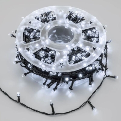 Catena led luminosa luci natale forma diamante per addobbi 50,5 m con cavo verde per esterno -Luce Fredda