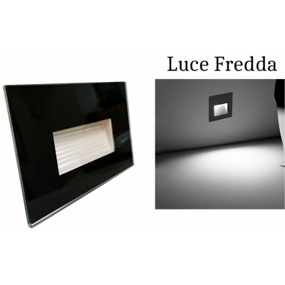 B&s - Segnapasso led 4w luce fredda rettangolare nero cornice vetro faretto interno