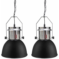 Lampada da Soffitto in Metallo Nero Altezza Regolabile Moderna - Nero - Youthup en oferta
