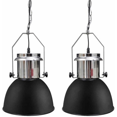 Lampada da Soffitto in Metallo Nero Altezza Regolabile Moderna - Nero - Youthup