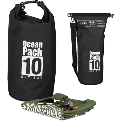 Zaino impermeabile Ocean Pack 10 L borsa stagna dry bag sacca ultraleggera per kajak vela sci nero