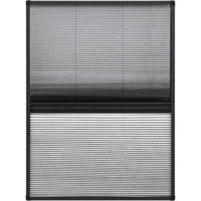 Zanzariera Plissettata Finestra Alluminio 80x120 cm con Tendina - Antracite - Vidaxl