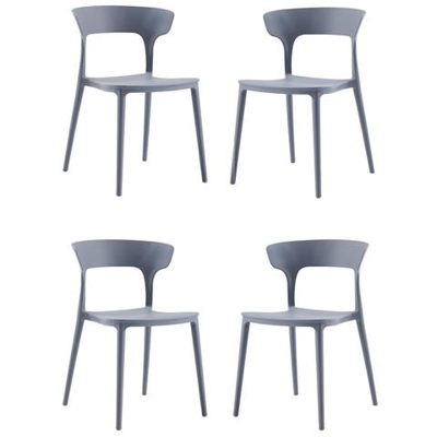 Sedia Impilabile In Polipropilene Liam Grigio Set 4 Pezzi