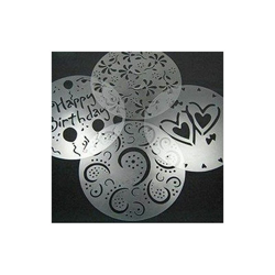 Torta stencil Buon compleanno, stencil torta cup decorazione stencil fiore stencil per caffè Set di 4 precio