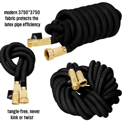 Tubo da Giardino Tubo Acqua Giardino Tubo da Giardino Estensibile 15M/50FT Raccordi in Ottone Massiccio Tubo Flessibile per Acqua con Valvola di