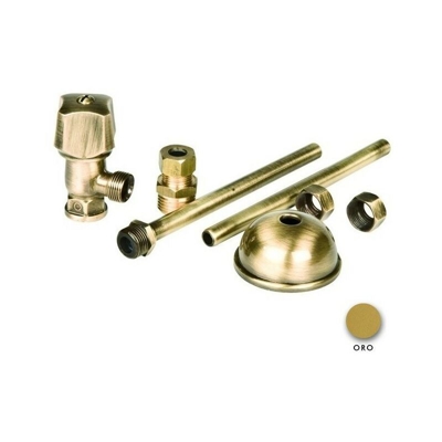 Rubinetto dorato per cassetta wc con cannetta attacco 3/8' porta e bini