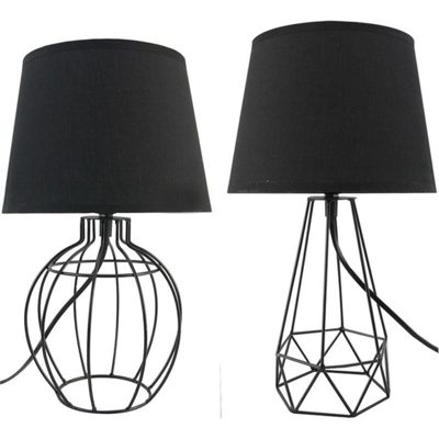 Lampada Abat Jour Da Tavolo Con Paralume 35/37Cm Elettra Black