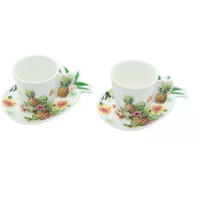 Casa Collection - Confezione 6 Tazzine da Caffe' con Piattino Ananas New Bone China
