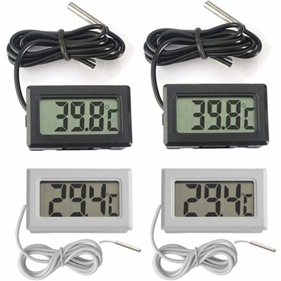 Mini termometro digitale di temperatura LCD -50 ~ 70b Tester per sensore di temperatura per frigoriferi e congelatori per acquari (2X nero 2X bianco)