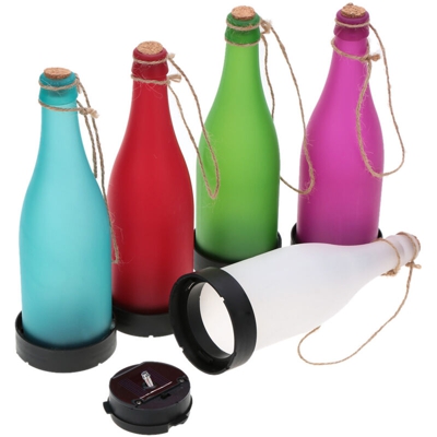 Una scatola di 5, luce per bottiglia di vino a luce solare, lampada a sospensione a luce bianca a LED