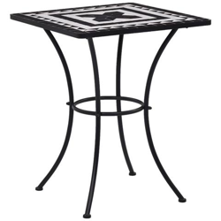 Tavolino Da Bistrot Con Mosaico Nero E Bianco 60 Cm In Ceramica en oferta