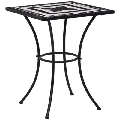 Tavolino Da Bistrot Con Mosaico Nero E Bianco 60 Cm In Ceramica