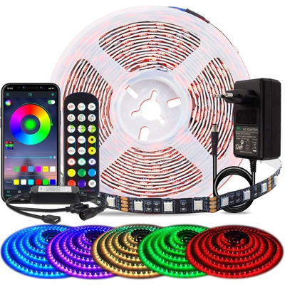 Striscia LED 5050 SMD 5 m RGB LED 300 LED striscia di controllo APP e telecomando funzione musicale per TV, soggiorno, festa, camera da letto,