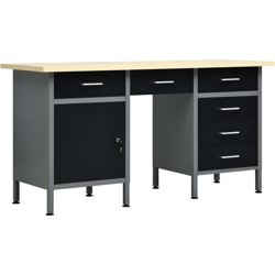 Banco da Lavoro Nero 160x60x85 cm in Acciaio - Nero - Youthup en oferta