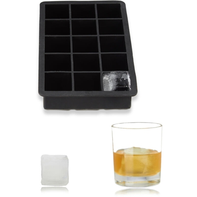 Stampo in silicone per cubetti di ghiaccio da 3,5 cm, BPA-free, per cocktail, HxLxP 3,5 x 19,5 x 12,5 cm, nero
