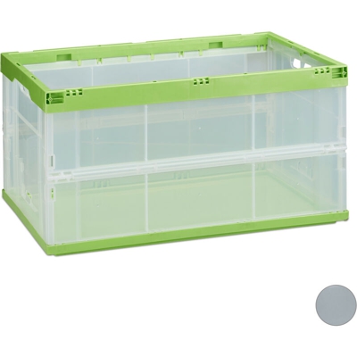 Cassetta Pieghevole, Stabile, da Lavoro, Plastica Resistente, 60L, HLP 31 x 59 x 39,5 cm, Verde