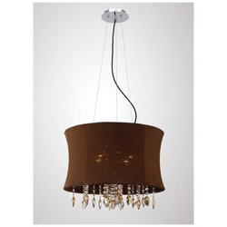 Sospensione A Soffitto 4 Luci Con Paralume Marrone Cromo Lucido, Cristallo Caffè características