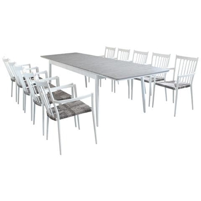Donato - Set Tavolo In Alluminio E Polywood Cm 200/300 X 90 X 76 H Con 10 Sedute