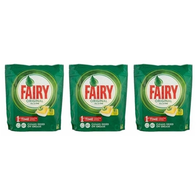 3 CAPS PASTIGLIE PER LAVASTOVIGLIE ORIGINAL LIMONE 85 CAPSULE A CONFEZIONE - Fairy