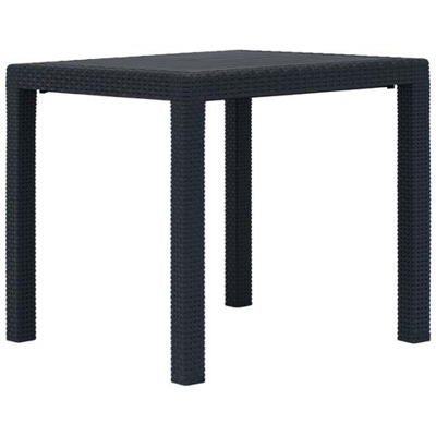 Tavolo Da Giardino Antracite 79x79x72 Cm Plastica Stile Rattan