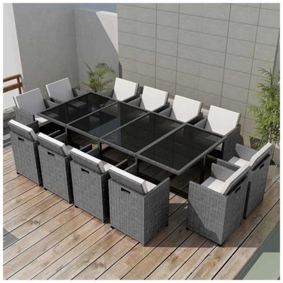 37 Pz Mobili Da Giardino In Polirattan Grigio