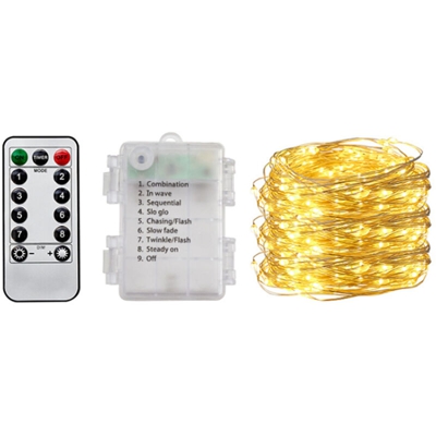 All'aperto Natale luci principali contenitore di batteria impermeabile luce della stringa di rame a distanza, bianco caldo luce 50 del vano batteria