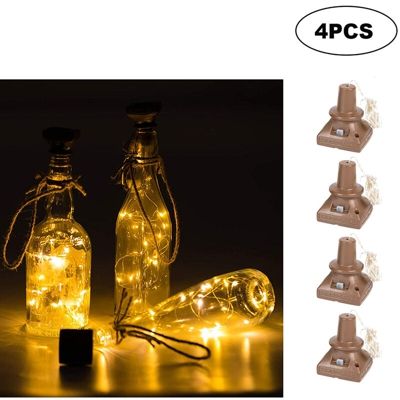 Luce solare quadrata in sughero 2M2LEDs Lampada a filo con tubo in filo di rame,Scatola bianca bianca calda 4 pezzi - Scatola bianca bianca calda 4