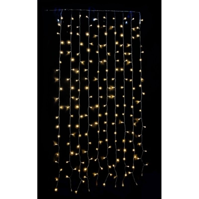 Tenda Cascata Luminosa Luci Natale 200 LED Bianco Caldo 1x2 metri Collegabile D2371