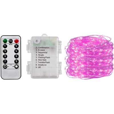 All'aperto Natale luci principali contenitore di batteria impermeabile luce della stringa di rame a distanza, 50 cartuccia cellulare rosa chiaro 5 m