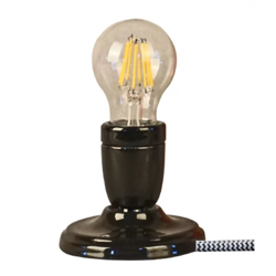 011.842 - lo zoccolo di ceramica nera Lampada - cavo nero / bianco - Opjet en oferta