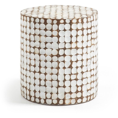 Kave Home - Tavolino Necoco in legno e noci di cocco - White