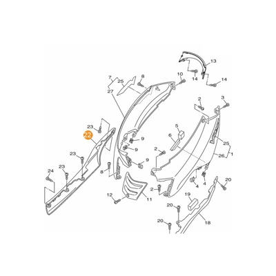 5WG-F171M-02-P9 cache lato 2 (a destra) XC125E Vity '08 Nero lucido - Yamaha