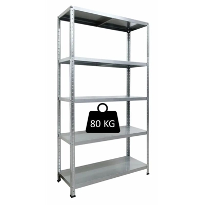 Scaffale In Metallo Zincato Ettore Kit Bulloni 100 X 40 X H187 Cm Con 5 Scaffali