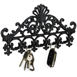 Appendiabiti e Porta-Chiavi in Ghisa, 5 Ganci, Stile Antico, Rustico, HxLxP: 17x35x3,5 cm, Nero precio