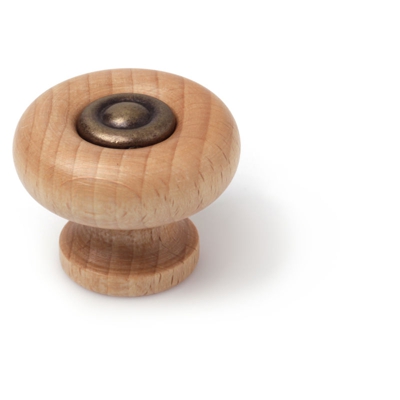 Pomolo stile classico, Legno-Zama, Faggio Trasparente, 40 mm di diametro. Marchio REI