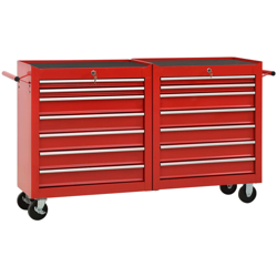 Carrello Portautensili con 14 Cassetti in Acciaio Rosso - Rosso - Youthup en oferta