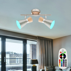 Etc-shop - RGB luce di soffitto dimmer telecomando Spots legno soggiorno lampada cromo muovono Globo 58.407-2 en oferta