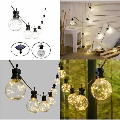Catena luminosa per esterno solare portalampada con 10 lampadine micro led 2700k