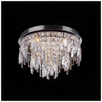Plafoniera Classica A Filo Cromo 10 Luci Con Paralume In Cristallo G4